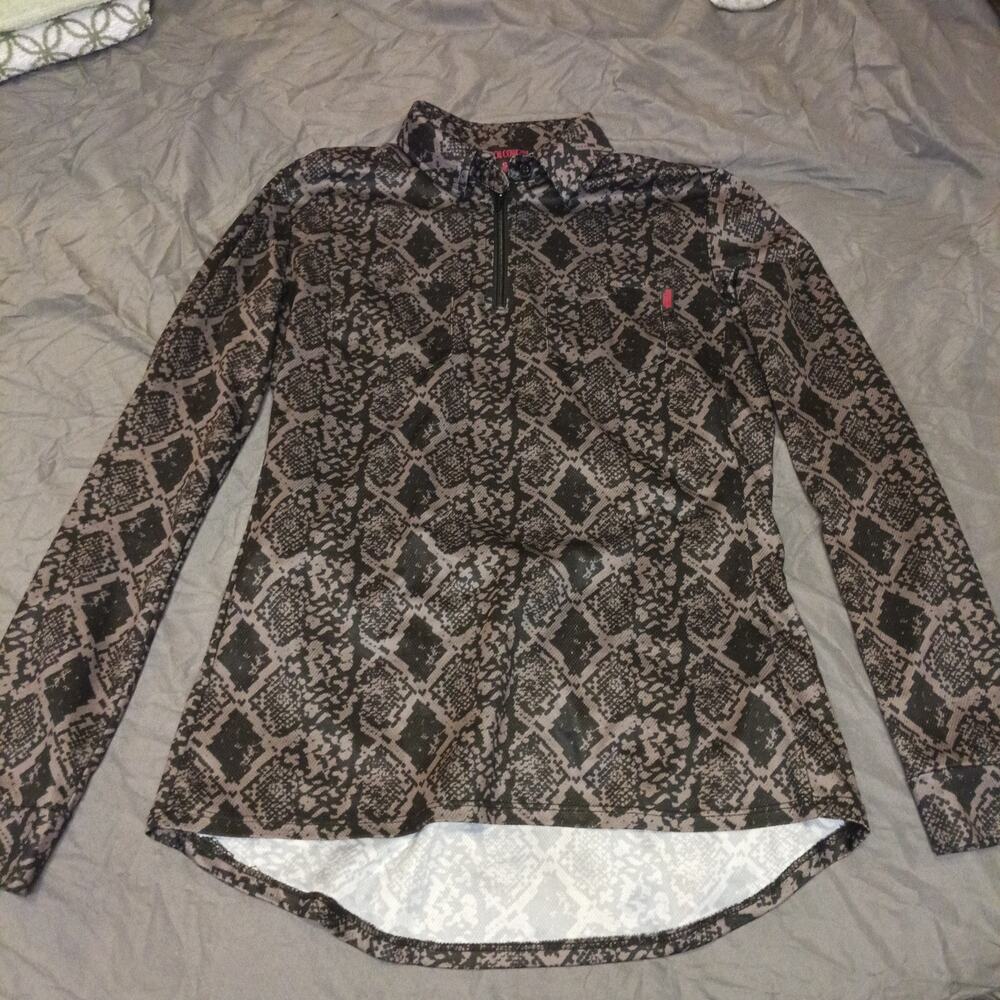 Rock & Roll Cowgirl Snakeskin 3/4 zip pullover sz S